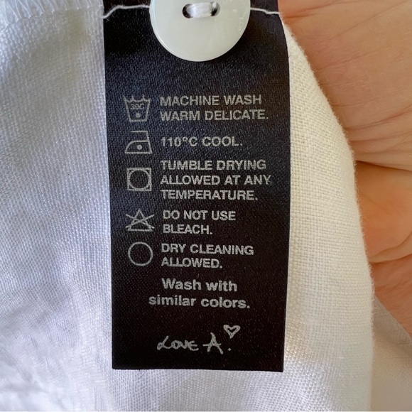 AAKASHA LINEN ARTSY LAGENLOOK WHITE BUTTON DOWN ASYMMETRICAL TUNIC SIZE LARGE - Picture 5 of 13